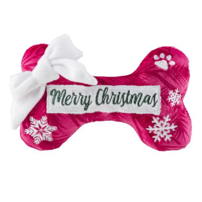 Haute Diggity Dog Holiday Puppermint Bone Dog Toy - Merry Christmas
