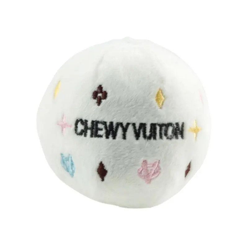 Haute Diggity Dog Chewy Vuiton Ball Dog Toy - White