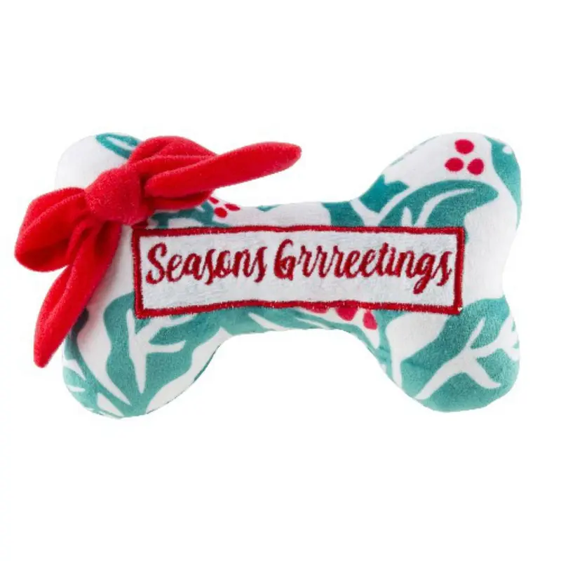 Haute Diggity Dog Holiday Puppermint Bone Dog Toy - Seasons Grrreetings