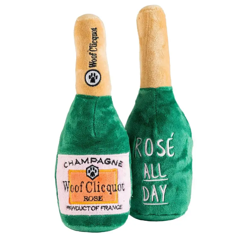 Haute Diggity Dog Woof Clicquot Rose' Champagne Bottle Plush Dog Toy