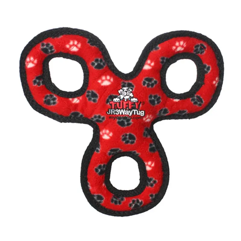 Tuffy Jr 3-Way Tug Dog Toy - Red Paw