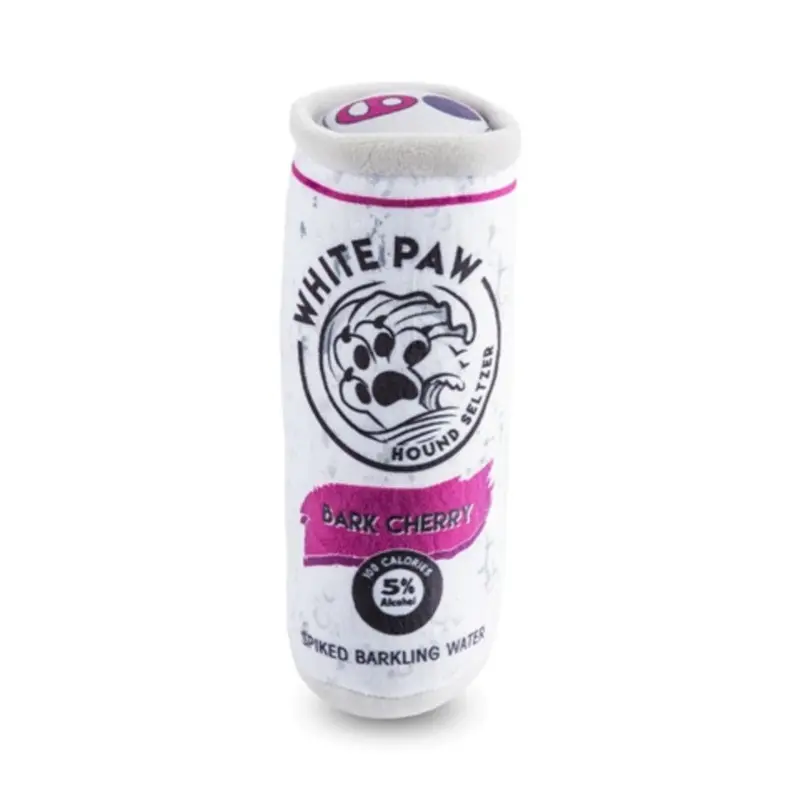 Haute Diggity Dog White Paw Hound Seltzer Plush Dog Toy - Bark Cherry