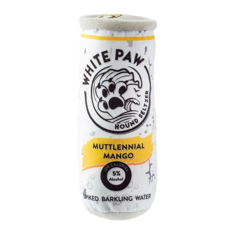 Haute Diggity Dog White Paw Hound Seltzer Plush Dog Toy - Muttlennial Mango