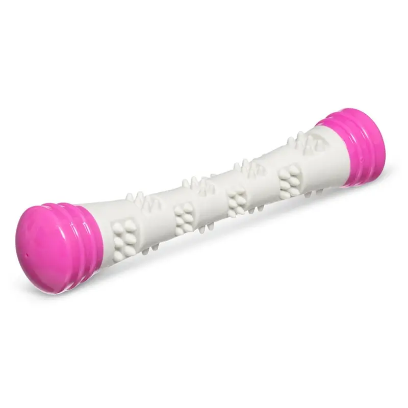 Totally Pooched Chew n' Squeak Foam Rubber Stick Dog Toy - Grey/Pink