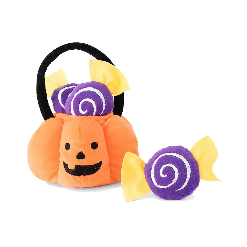 ZippyPaws Halloween Burrow Dog Toy - Trick-or-Treat Basket