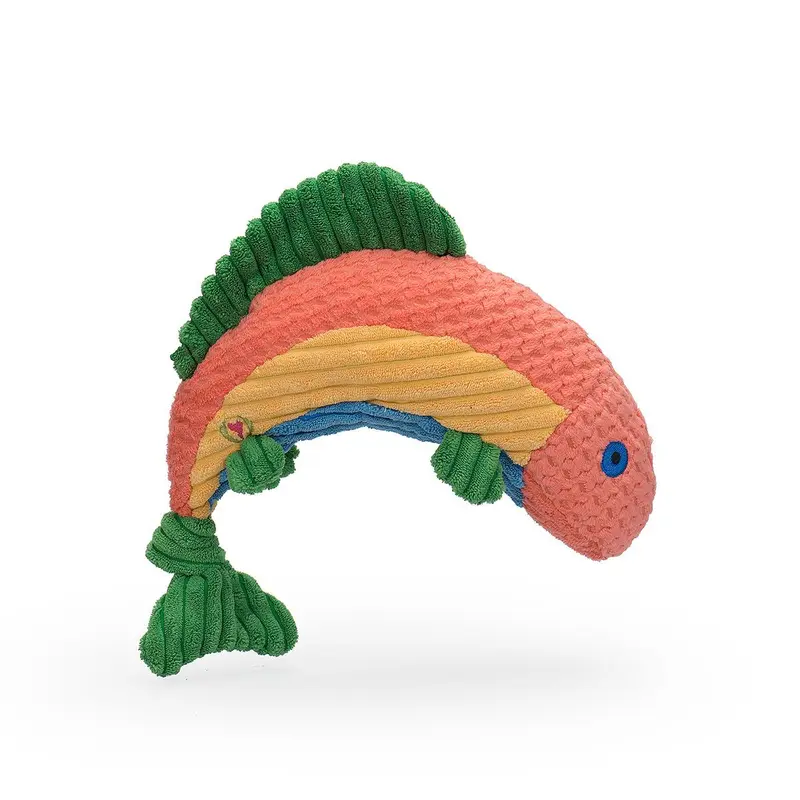 HuggleHounds Knottie Dog Toy - Raucous Rainbow Trout