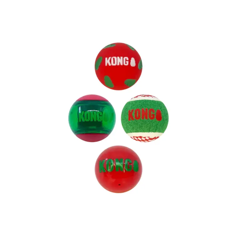 KONG Holiday SqueakAir Balls Dog Toy 4-Pack