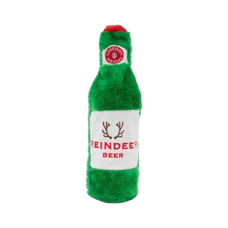 ZippyPaws Holiday Happy Hour Crusherz  Dog Toy - Reindeer Beer