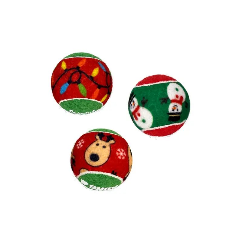 KONG Holiday SqueakAir Balls Dog Toy 6-Pack Reindeer, Lights & Snowmen