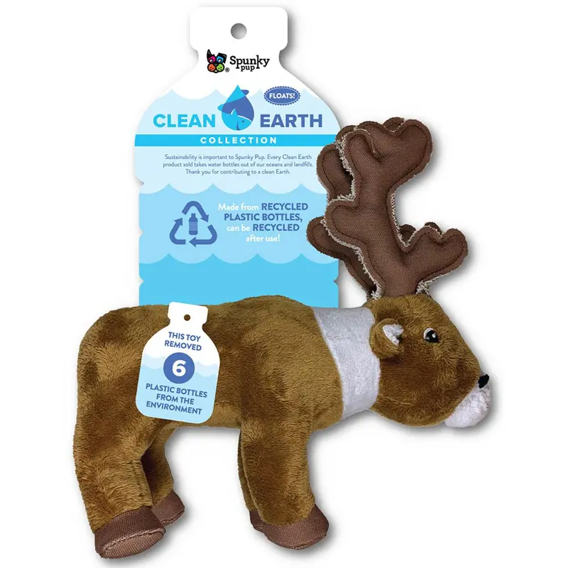 Spunky Pup Clean Earth Plush Dog Toy - Caribou