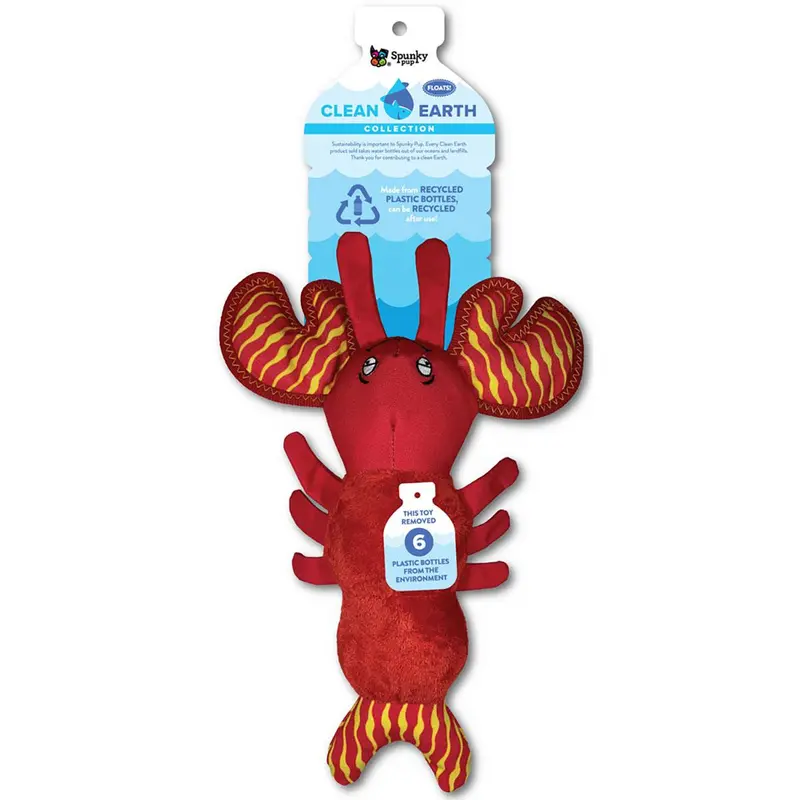 Spunky Pup Clean Earth Plush Dog Toy - Lobster