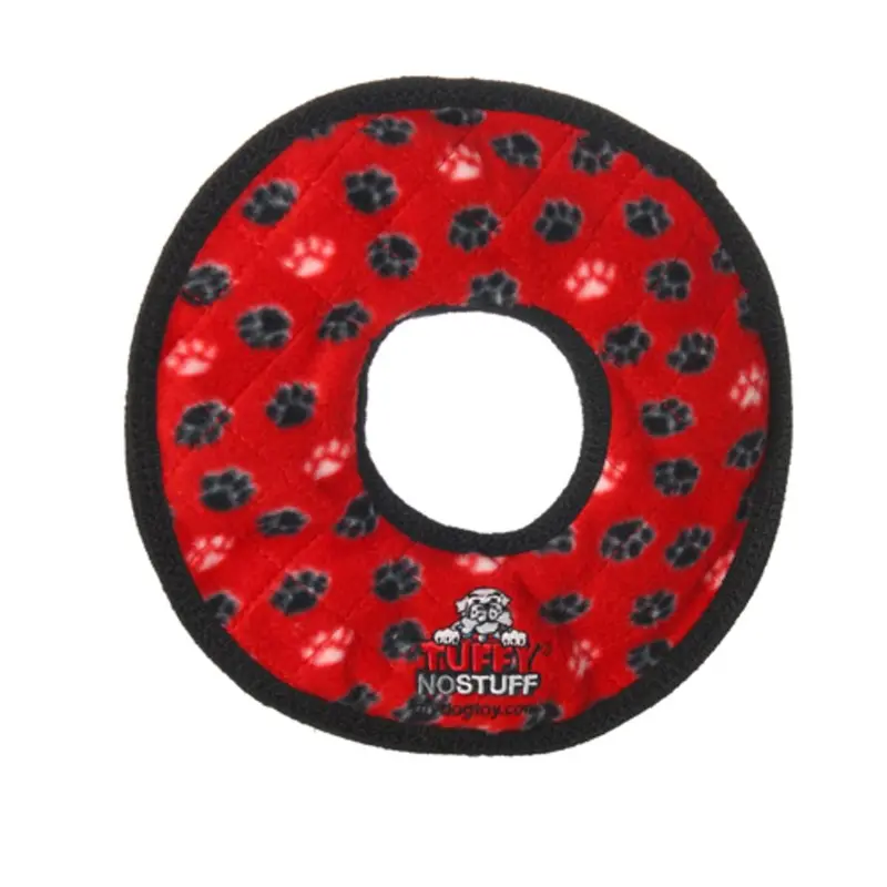 Tuffy No Stuff Ultimate Ring Dog Toy - Red Paw