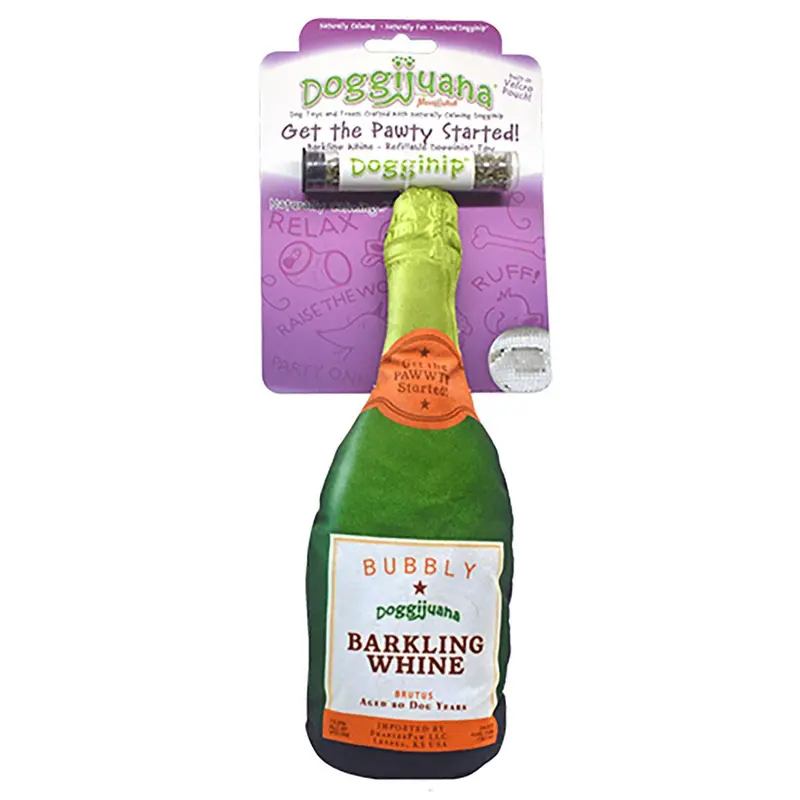 Doggijuana Get the Pawty Started Refillable Barkling Wine Dog Toy