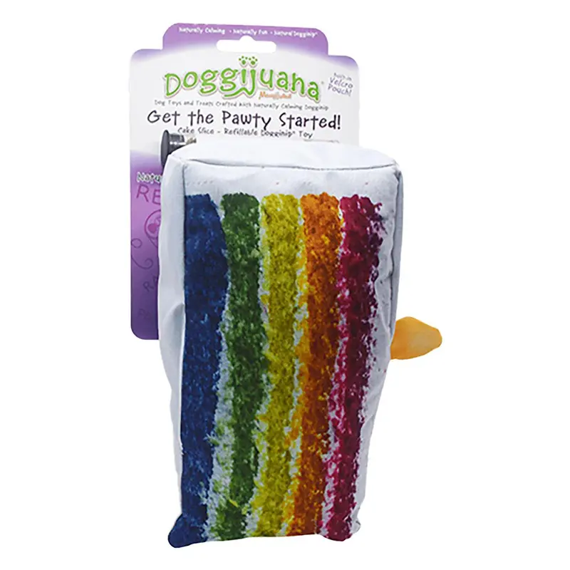 Doggijuana Get the Pawty Started Refillable Cake Slice Dog Toy