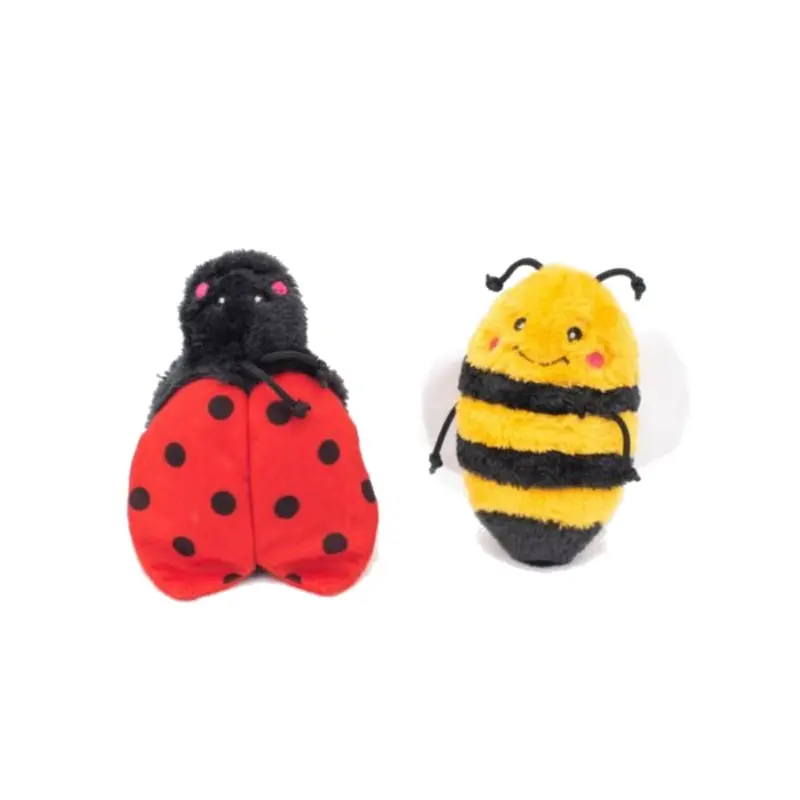 ZippyPaws Garden Crinkle 2-Pack Dog Toys - Bee and Ladybug