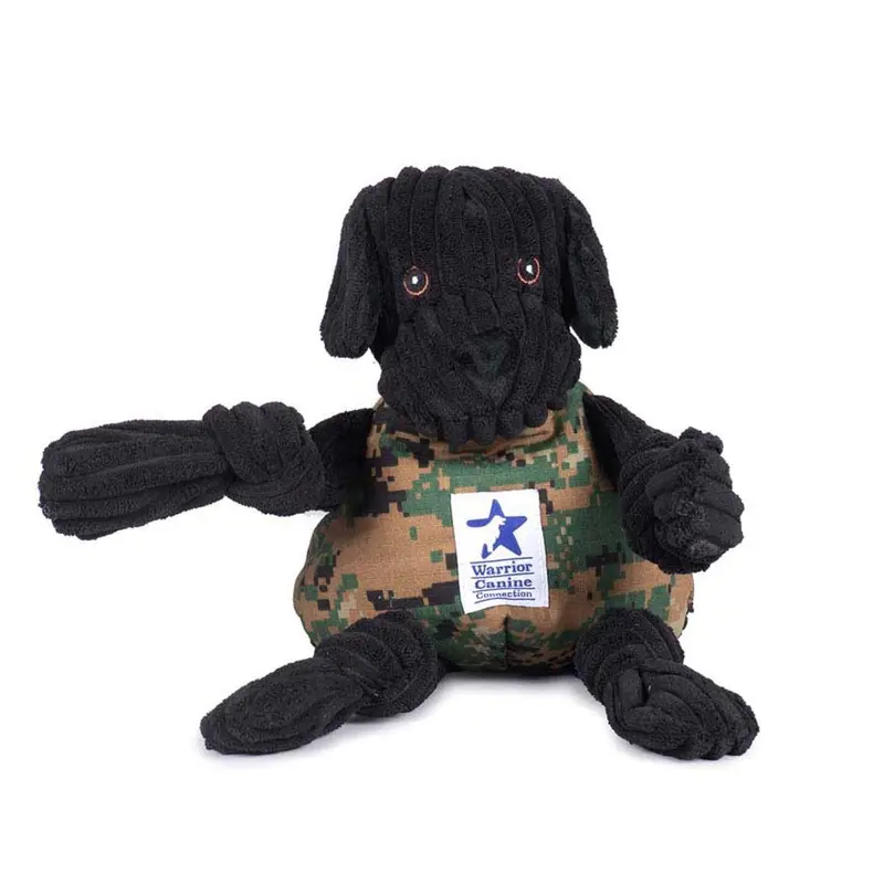 HuggleHounds HuggleCause Knotties Dog Toy - Warrior Canine Connection Black Lab
