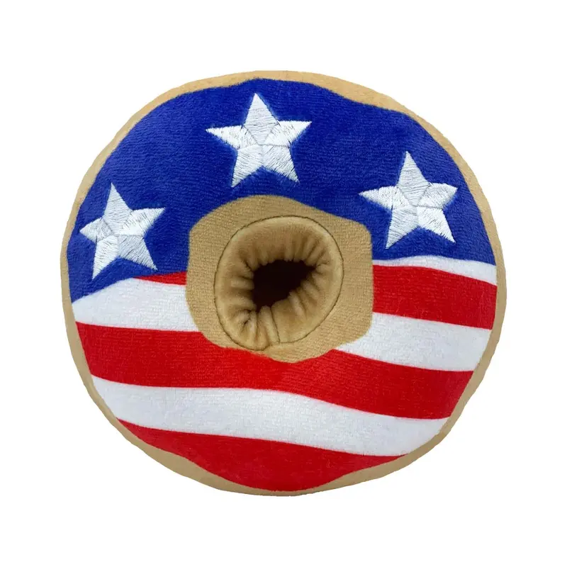 Huxley & Kent Patriotic Power Plush Dog Toy - Stars & Stripes Donut