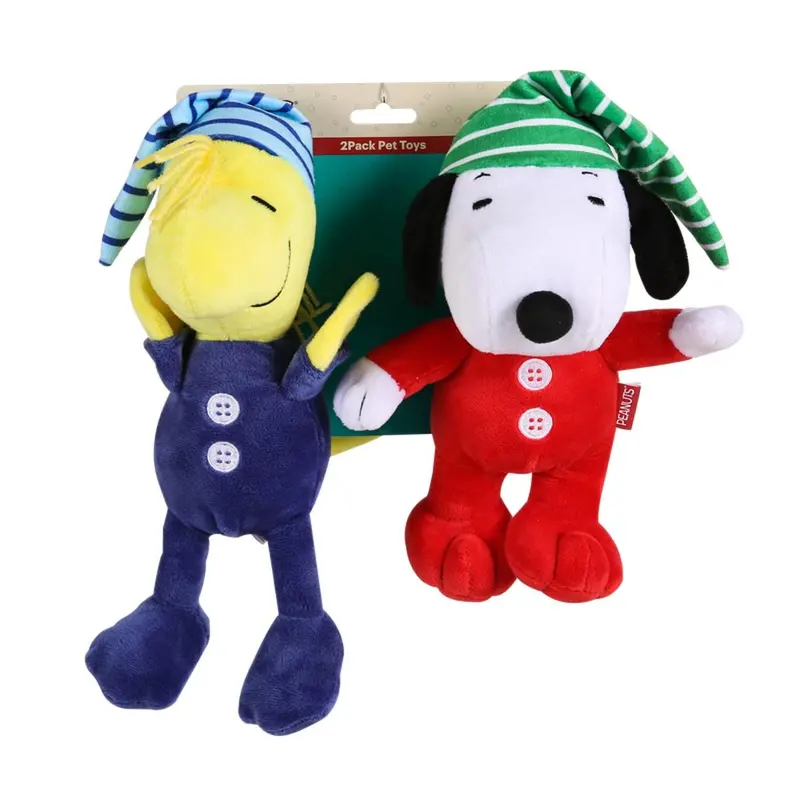 Peanuts Holiday Snoopy Dog Toy Set - Snoopy & Woodstock Slumber Party