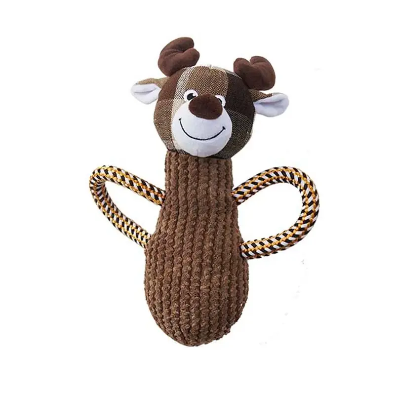 PetRageous Corduroy & Rope Dog Toy - Tan Moose