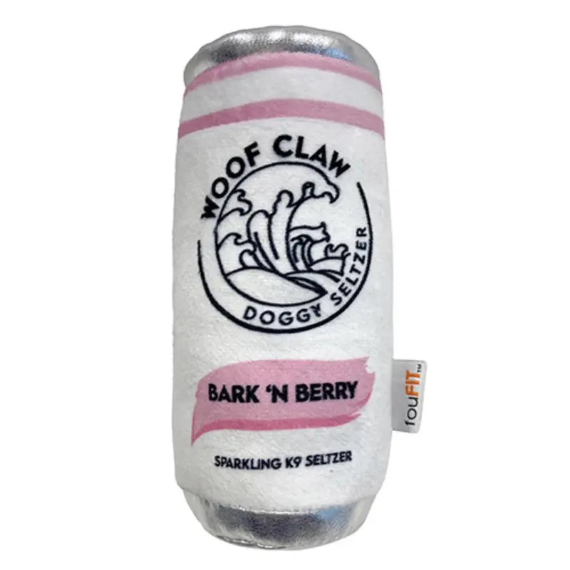 foufou Dog Woof Claw Seltzer Plush Dog Toy - Bark 'N Berry Pink