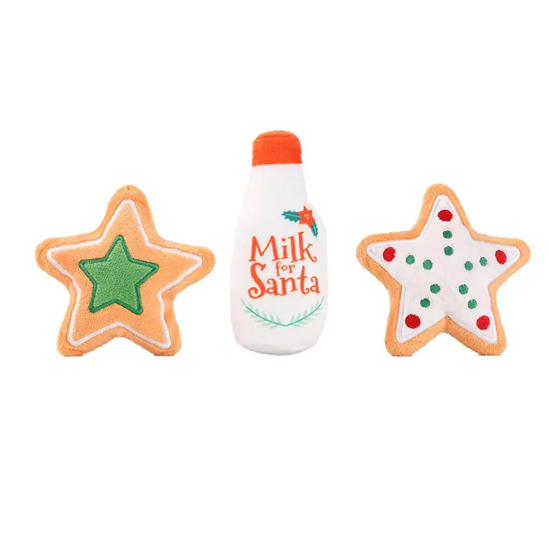 HugSmart Happy Woofmas Fuzzy Friendz Dog Toy - Milk & Cookies