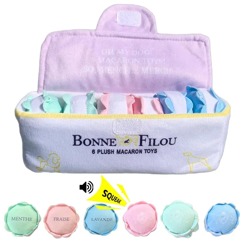 Bonne et Filou Plush Macaron Squeaky Dog Toys