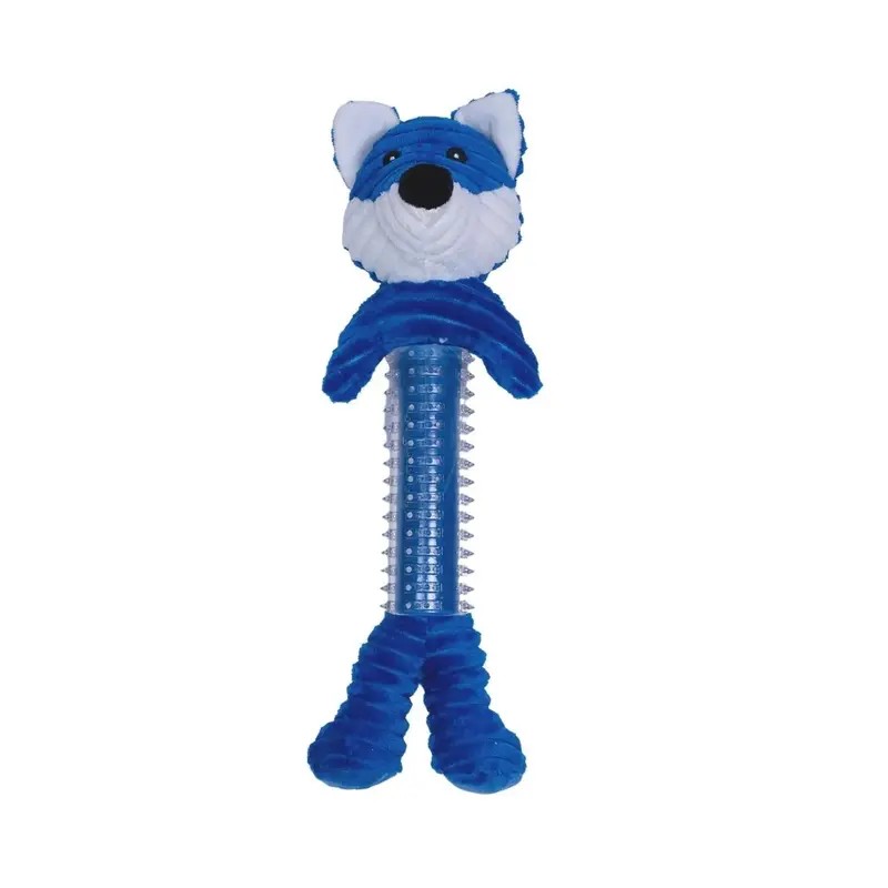 Chico Skinny Squeaking Plush Dog Toy - Corduroy Blue Fox
