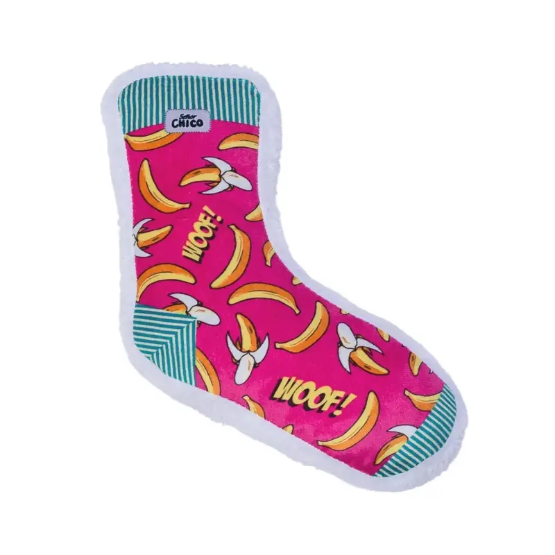Chico Squeaking Comfort Plush Dog Toy - Banana Sock