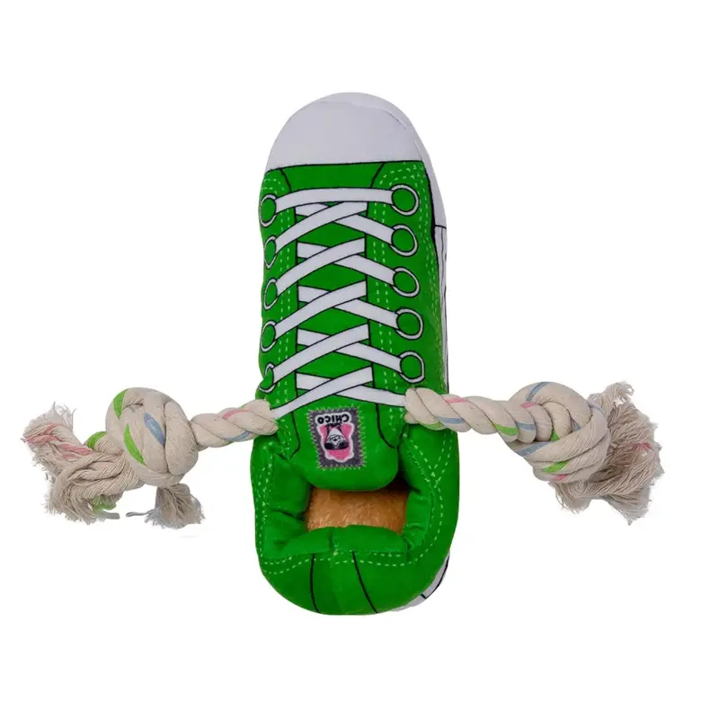 Chico Squeaking Comfort Plush Dog Toy - Green Sneaker
