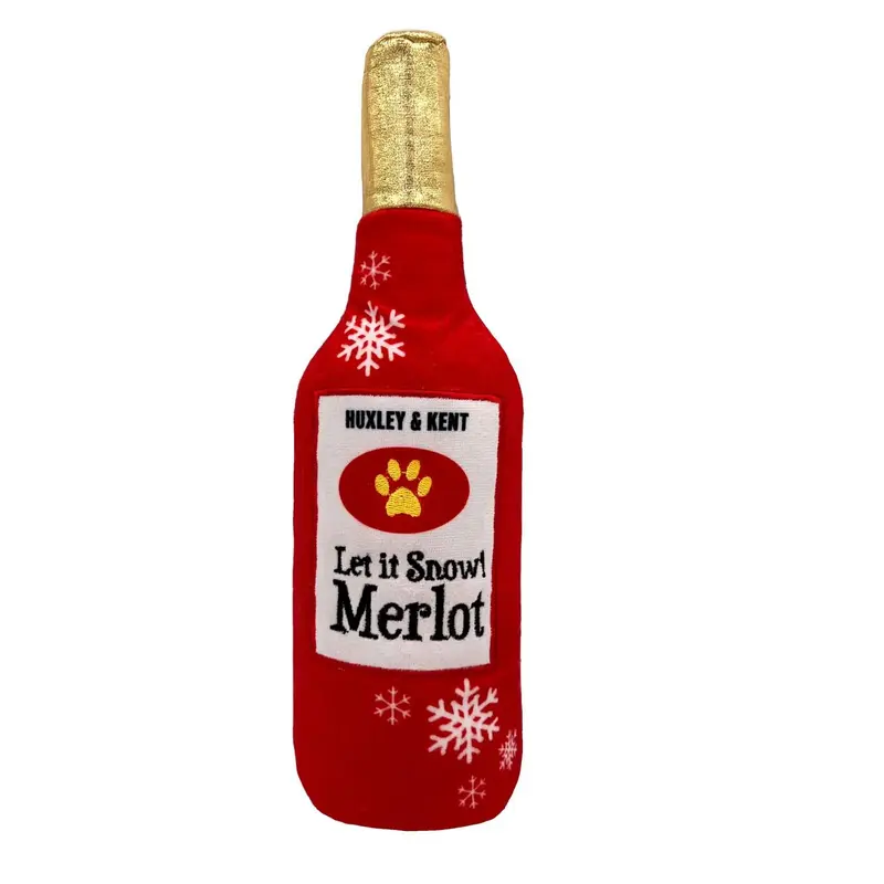 Huxley & Kent Holiday Power Plush Dog Toy - Let It Snow Merlot 