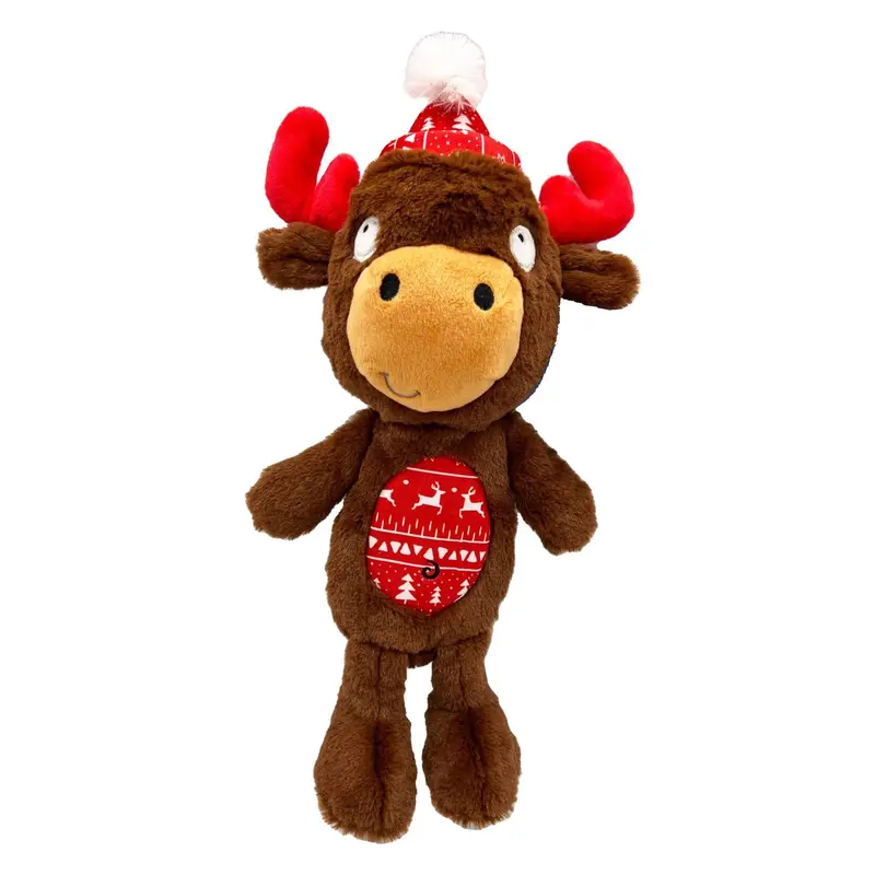 Huxley & Kent Holiday Slappies Power Plush Dog Toy - Mistletoe Moose