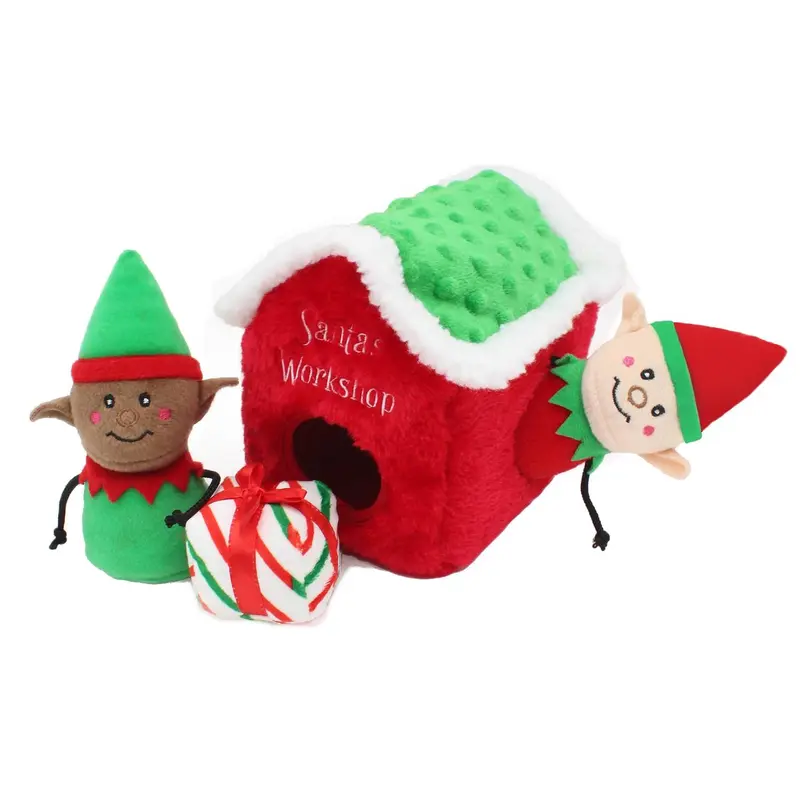 ZippyPaws Holiday Burrow Dog Toy - Santa's Workshop