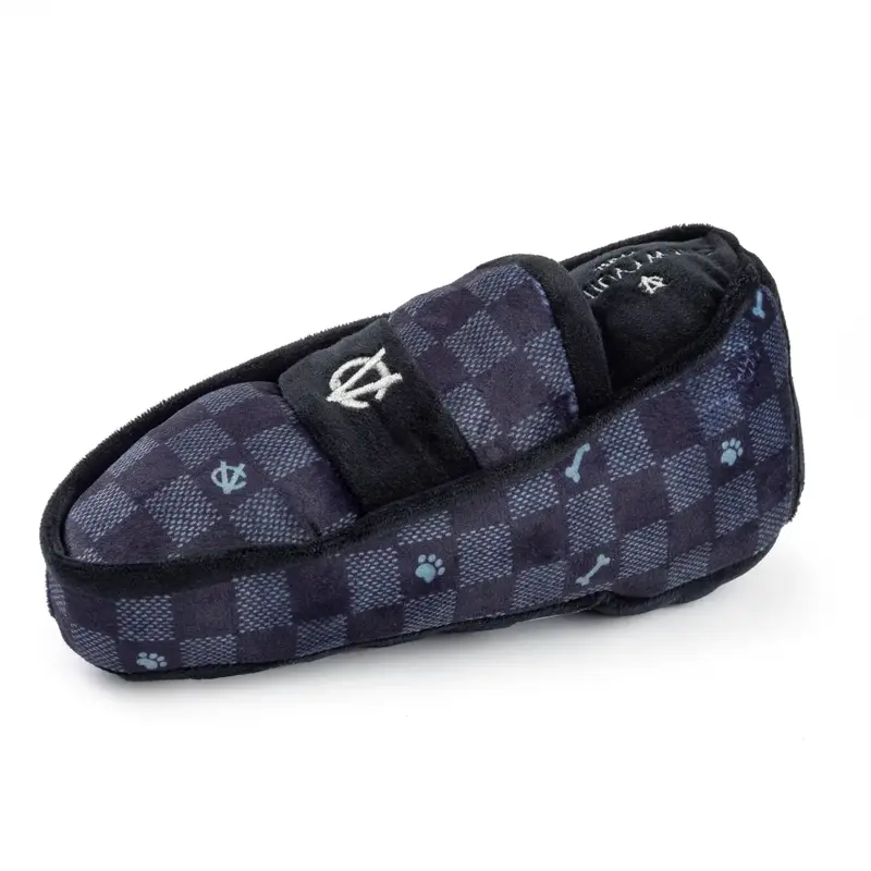 Haute Diggity Dog Chewy Vuiton Loafer Plush Dog Toy - Black Checker