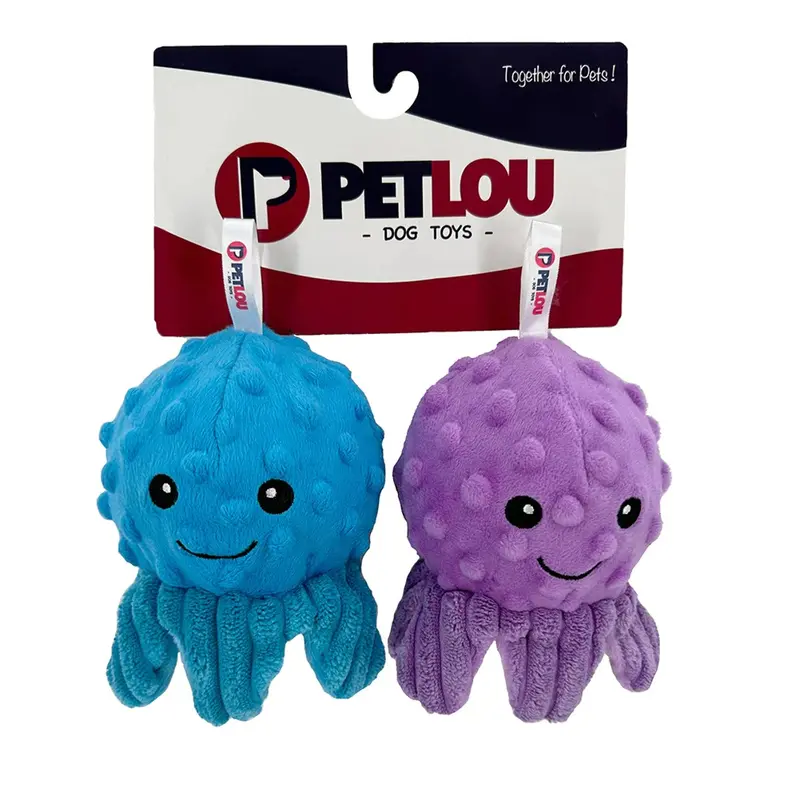 PetLou EZ Squeaky Ball Twin Pack Dog Toy - Octopi