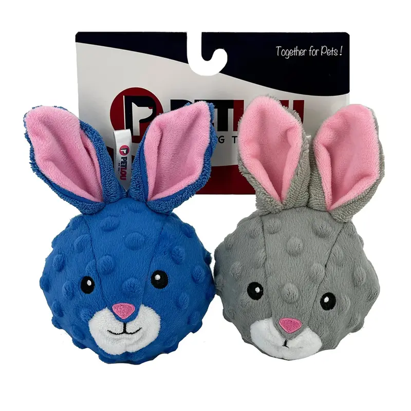 PetLou EZ Squeaky Ball Twin Pack Dog Toy - Rabbits