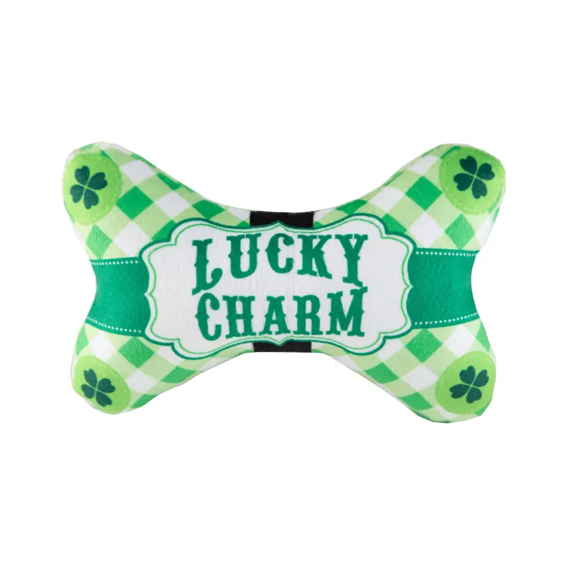 Hip Doggie St. Patrick's Day Plush Bone Dog Toy - Shamrock