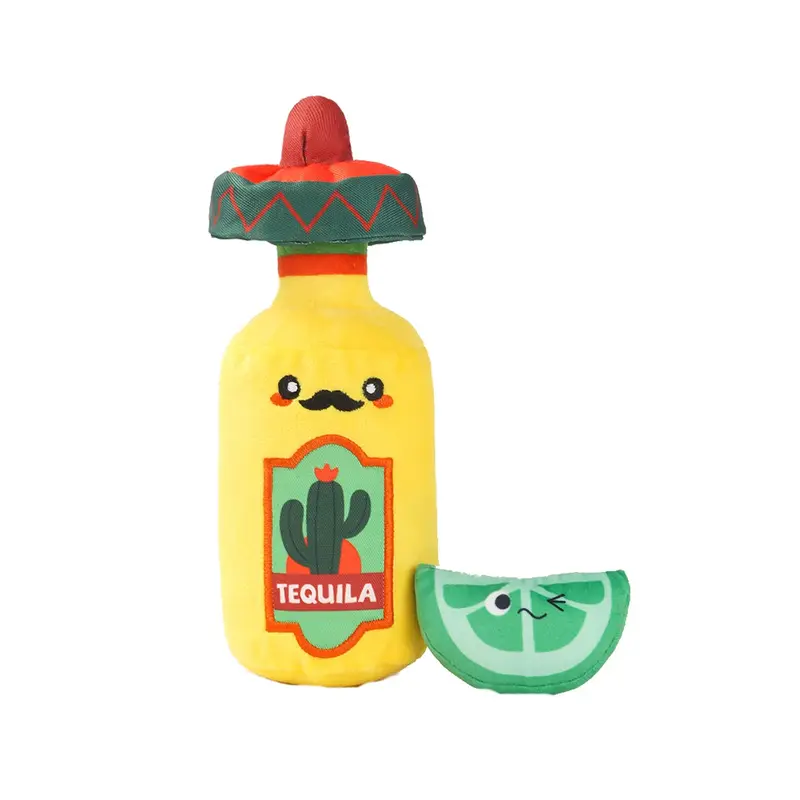 HugSmart Fiesta Chewsday Fuzzy Friendz Dog Toy - Tequila with Hidden Lime