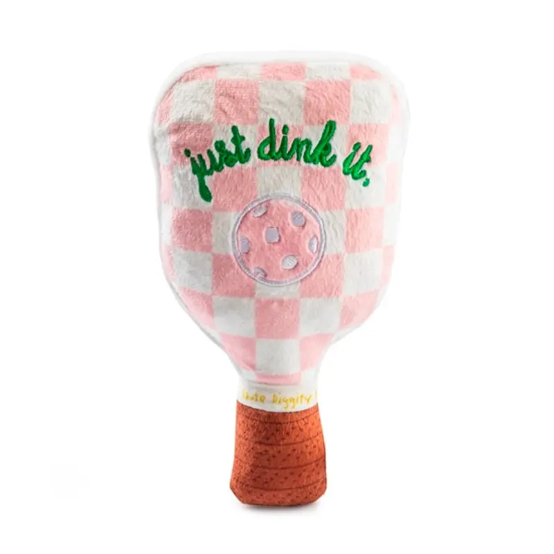 Haute Diggity Dog Pickleball Paddle Dog Toy - Pink Checker