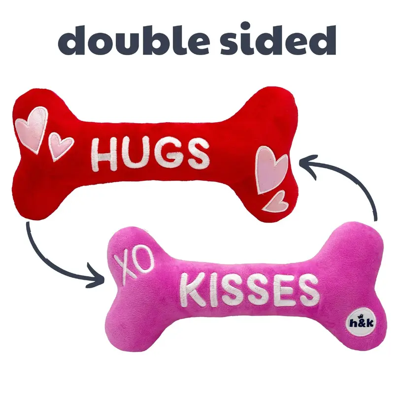 Huxley & Kent Power Plush Dog Toy - Hugs and Kisses Bone 2.0