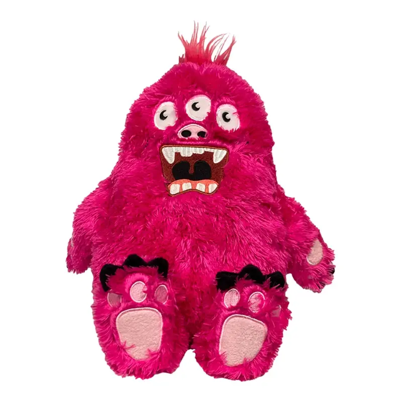 fabdog fabtough Fluffy Plush Dog Toy - Pink Monster 