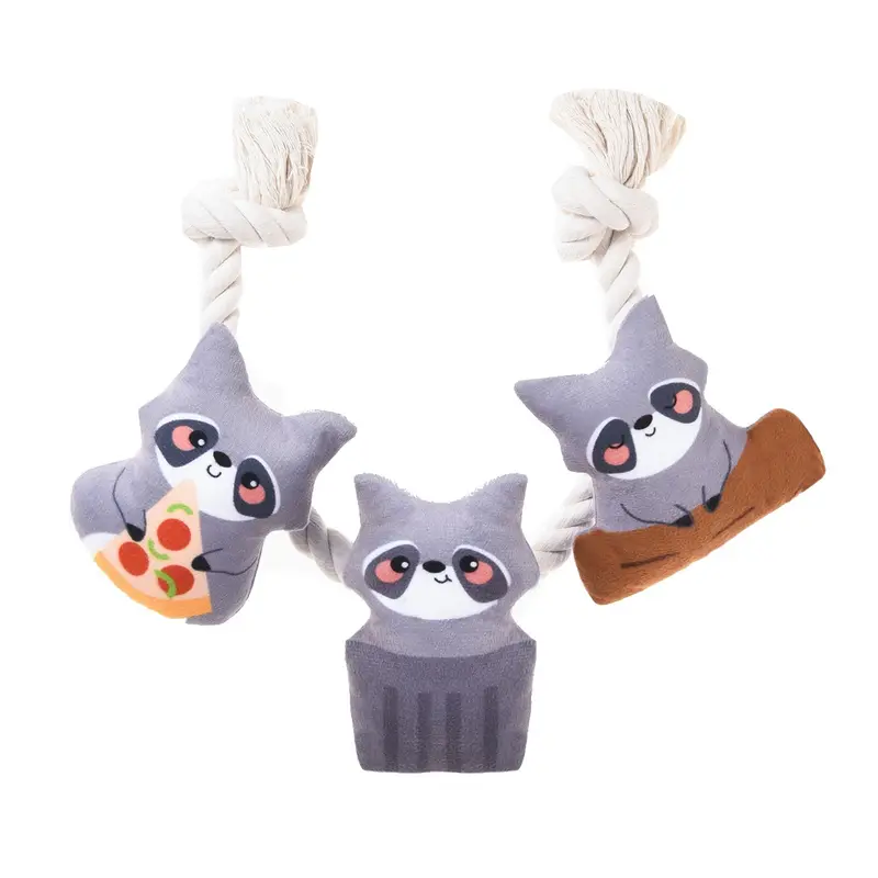 HugSmart Raccoon Buddies Ropefunz Dog Toy - Raccoon Rope