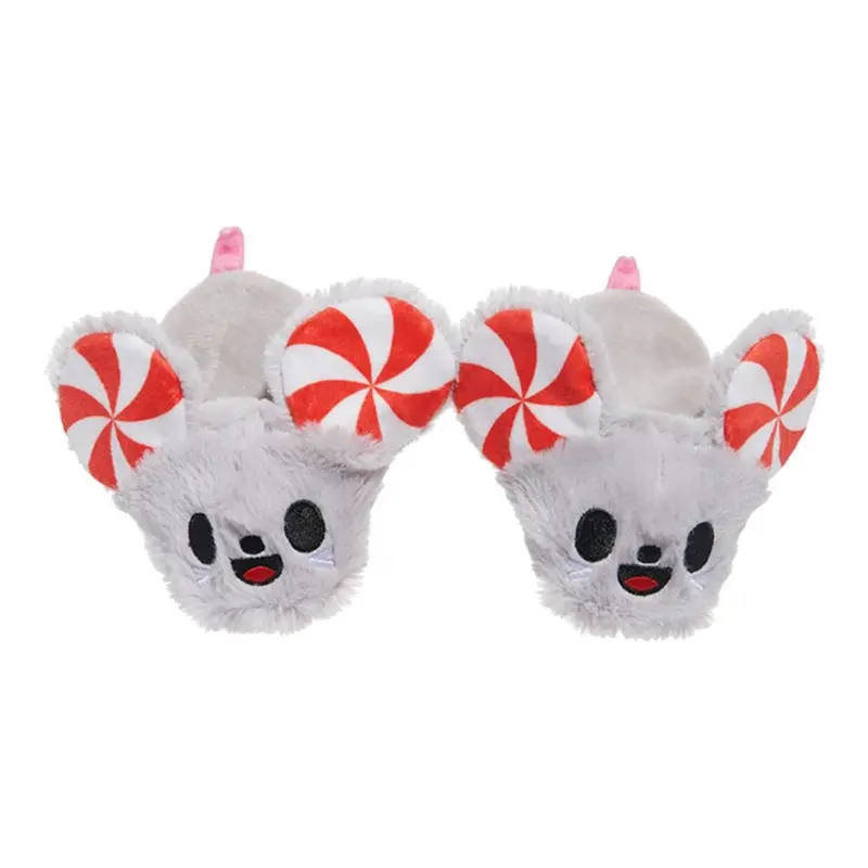 BARK Holiday Plush Dog Toy - Peppermice Slippies 2 Pack