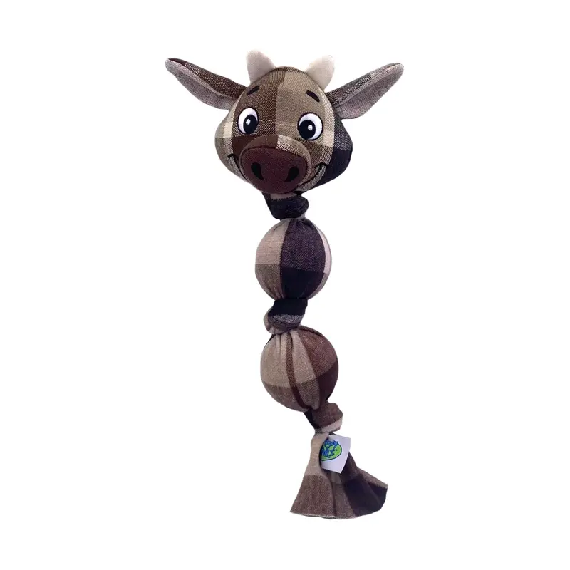 Happy Tails Plaids Tug Dog Toy - Cow