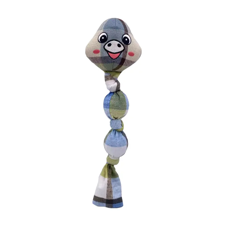 Happy Tails Plaids Tug Dog Toy - Pig