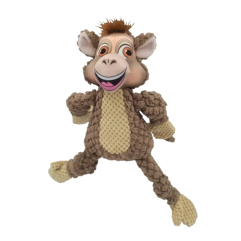 Happy Tails Woolies Plush Dog Toy - Monkey