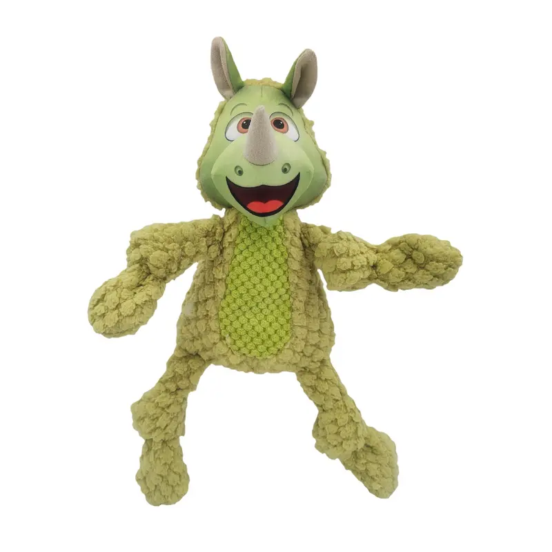 Happy Tails Woolies Plush Dog Toy - Rhino