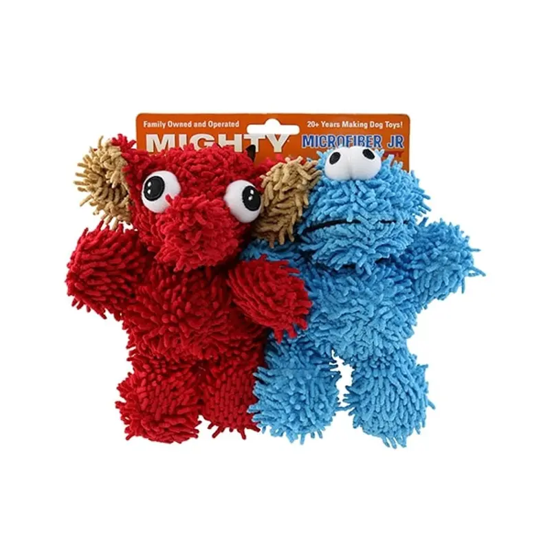 Mighty Microfiber Ball Dog Toy - Junior 2 Pack Blue Monster/Elephant