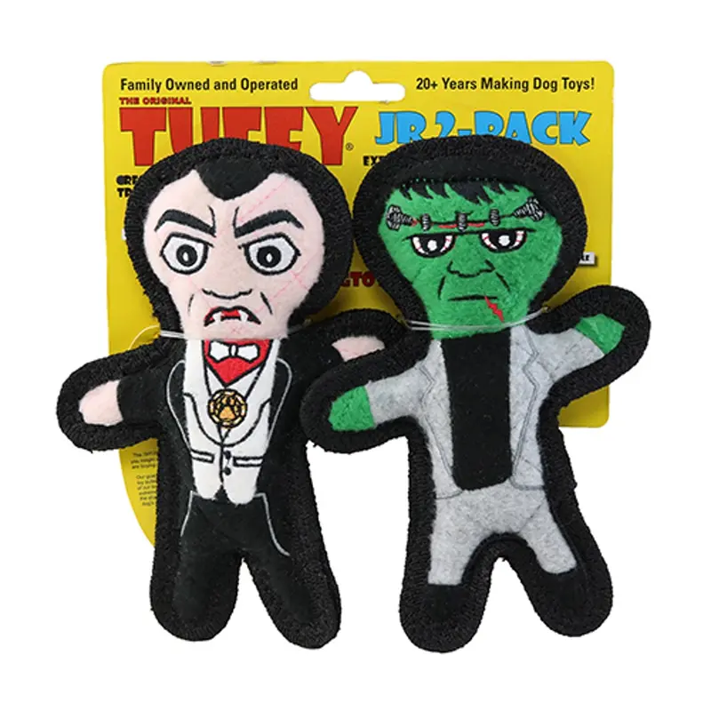 Tuffy Halloween Jr 2 Pack Dog Toy - Dracula/Frankenstein