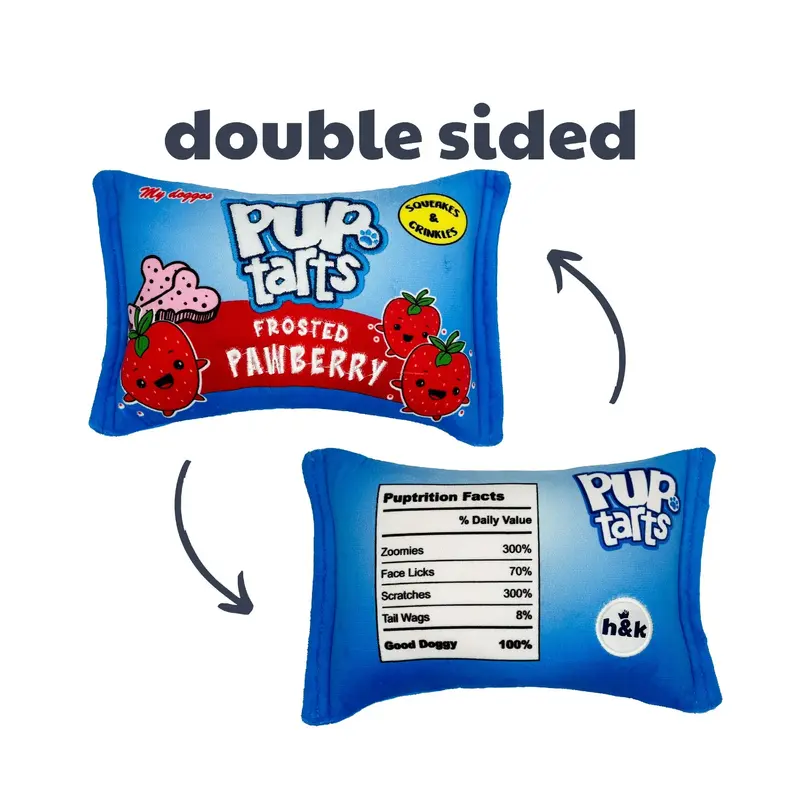 Huxley & Kent Power Plush Dog Toy - Pup-Tarts Frosted Pawberry