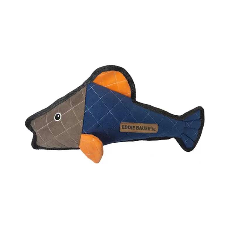 Eddie Bauer Quilted Fish Dog Toy - Navy & Orange